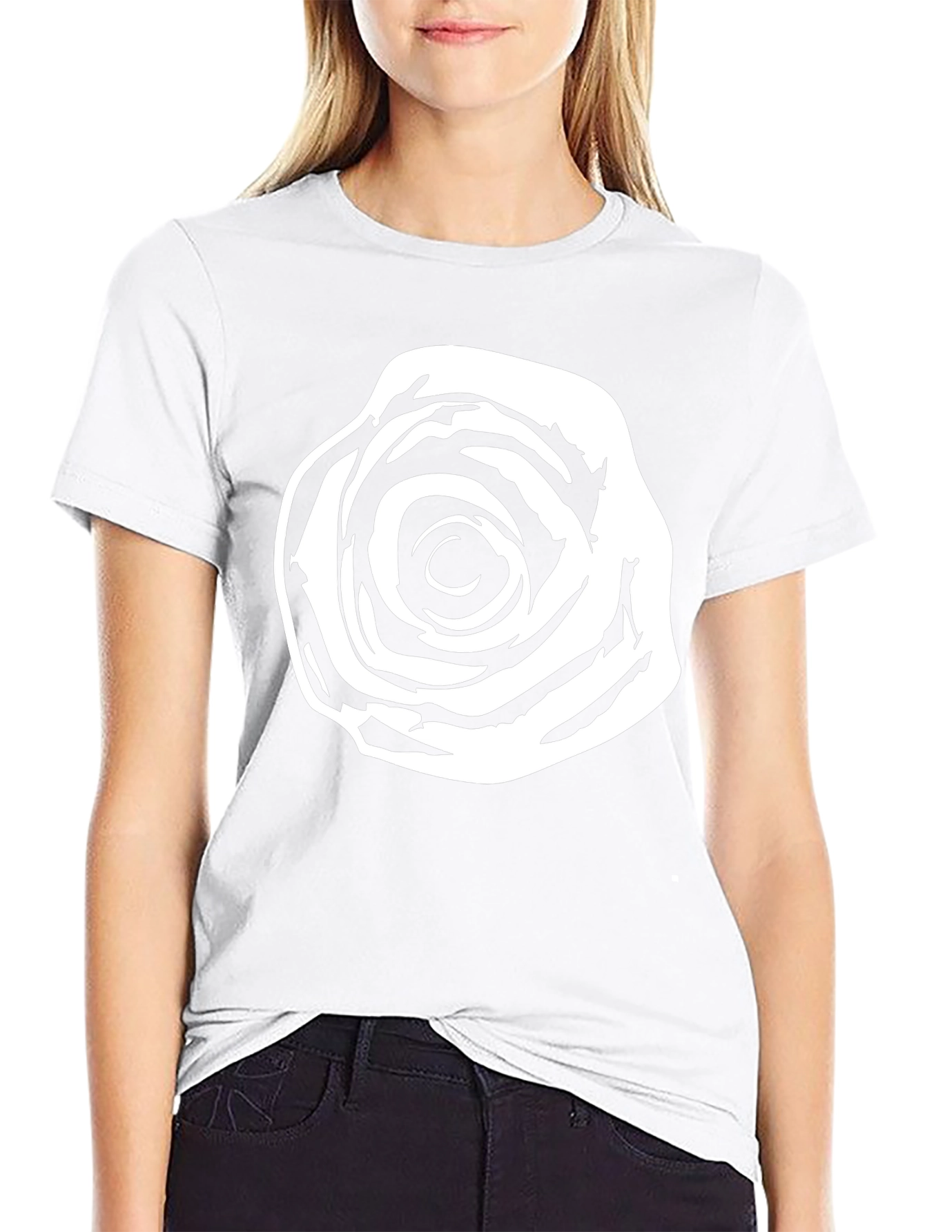 Abstract Rose Graphic Tee - Stylish Black Cotton T-Shirt
