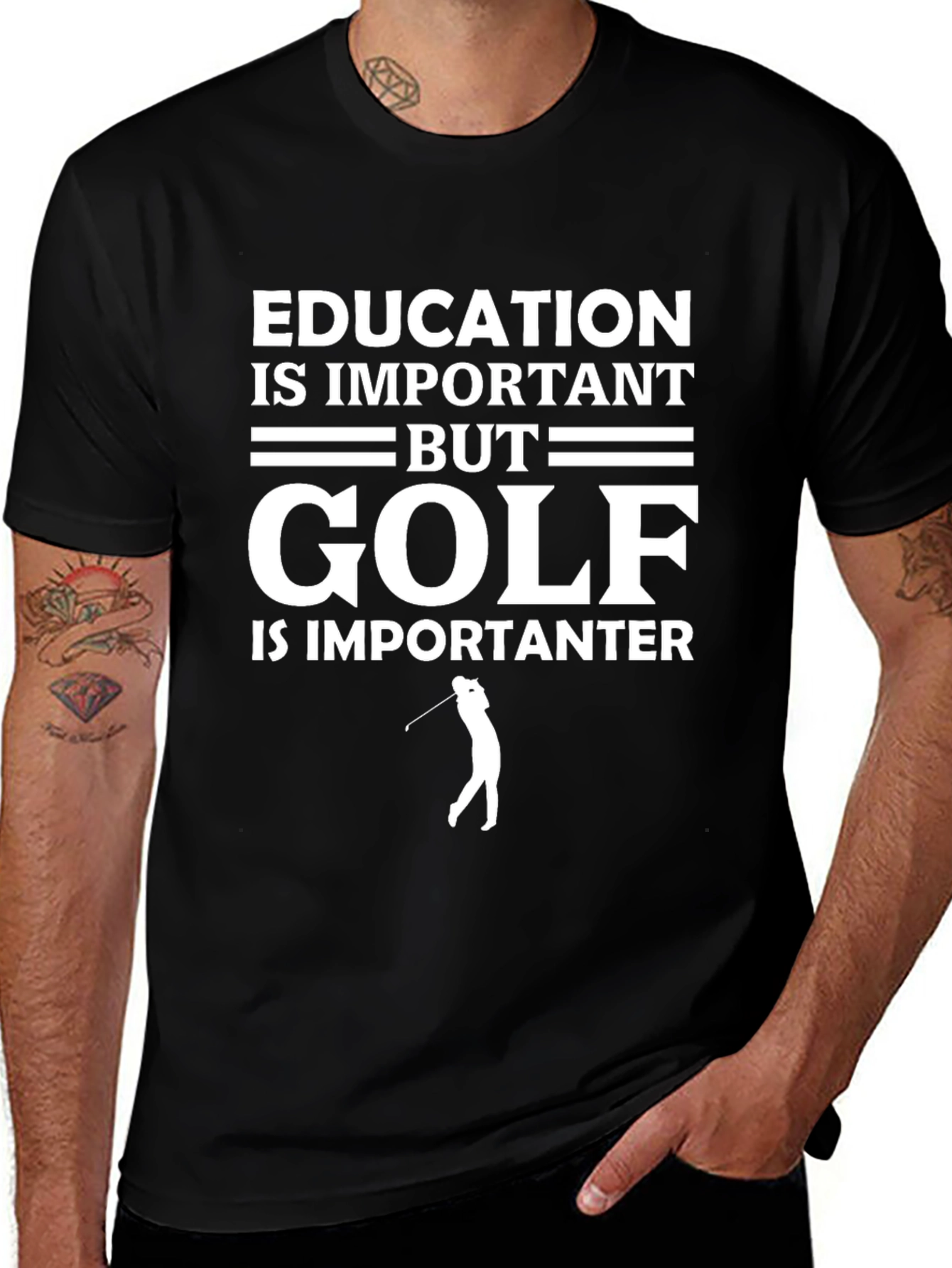 Education vs Golf T-Shirt Funny Golfer Tee