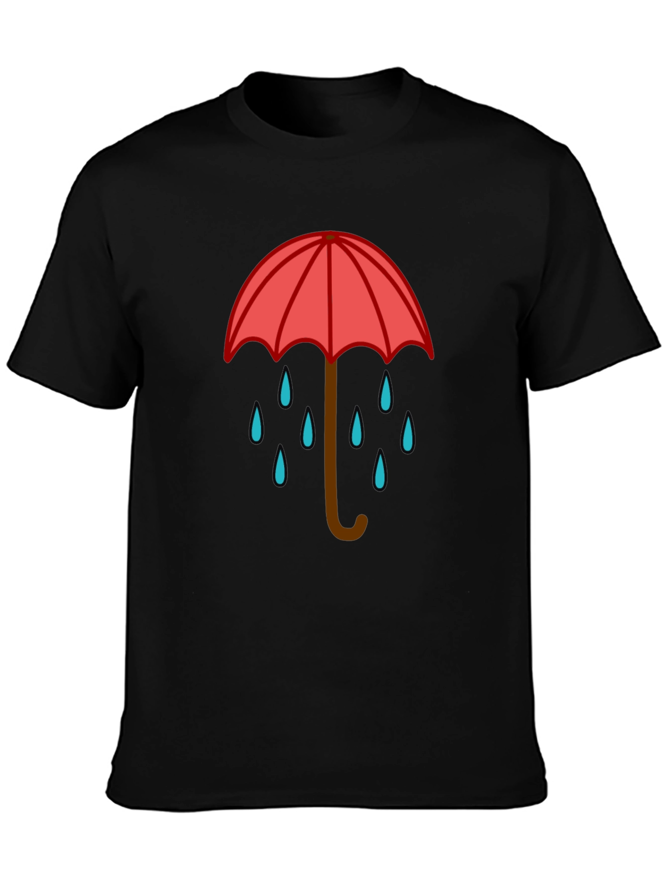 Rainy Day Umbrella Graphic Tee - Black Casual T-Shirt