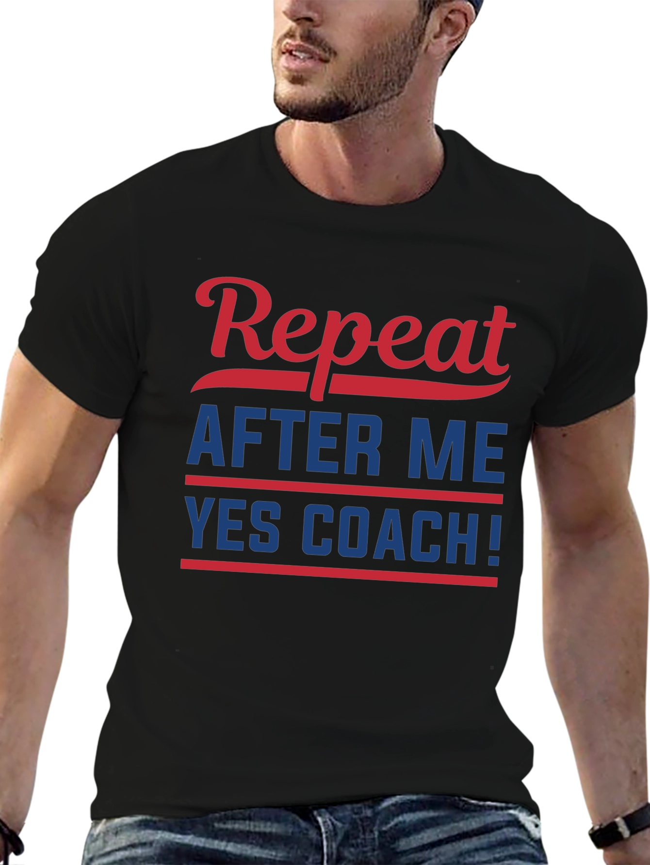 Repeat After Me YES COACH! Black T-Shirt