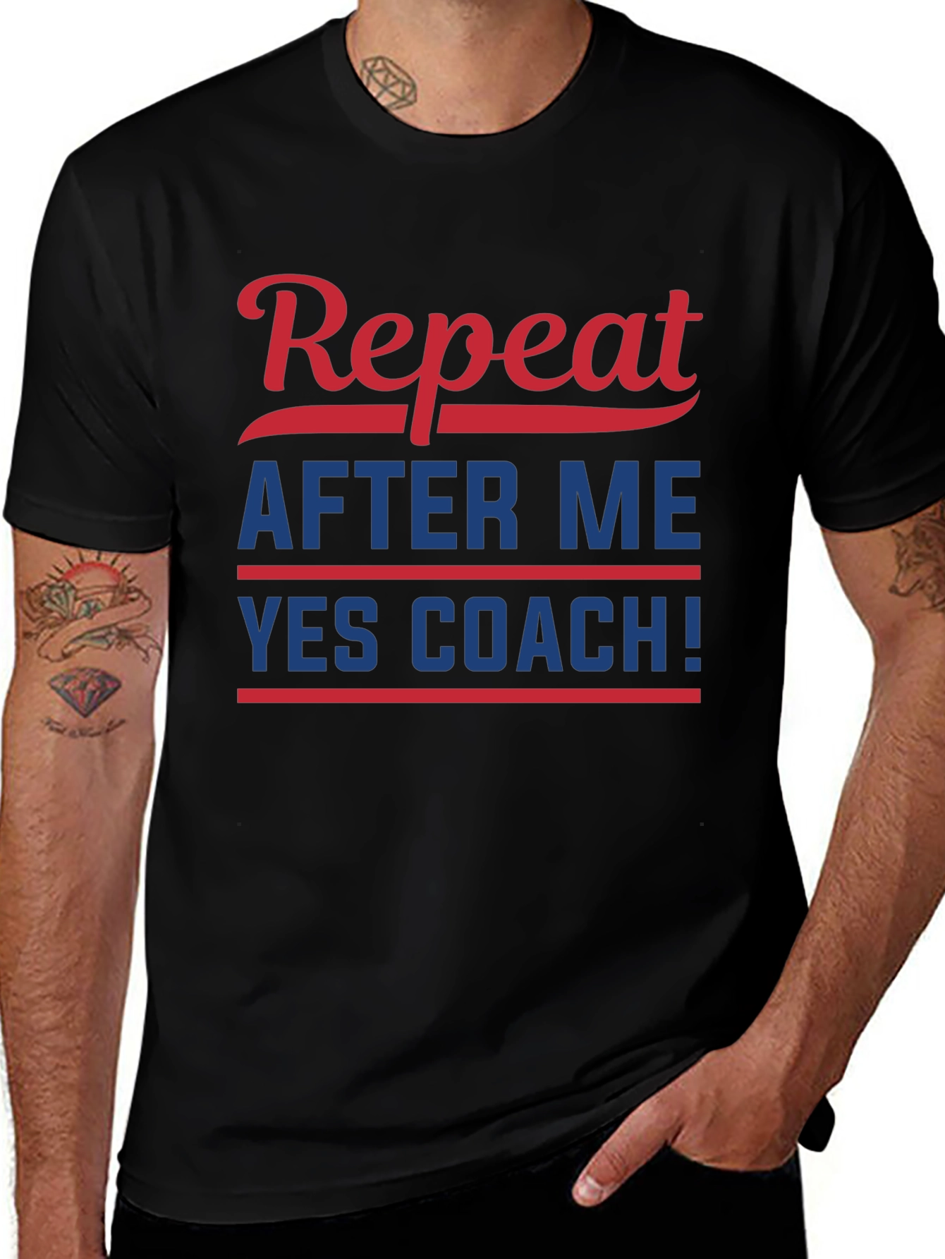 Repeat After Me YES COACH! Black T-Shirt