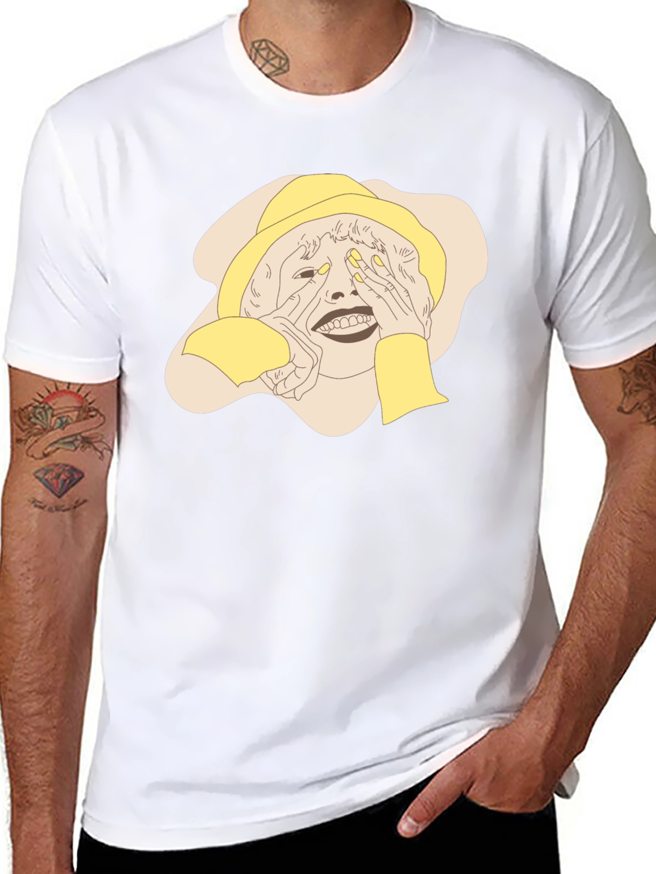Unique Graphic T-Shirt - Woman Peeking Design