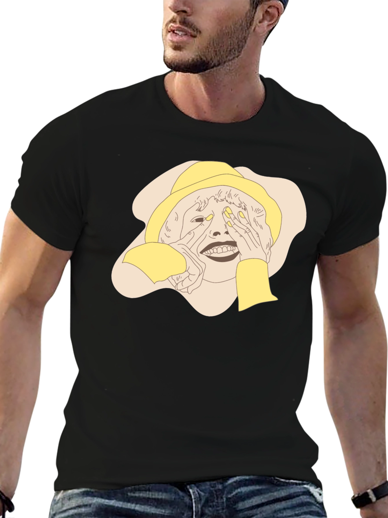 Unique Graphic T-Shirt - Woman Peeking Design