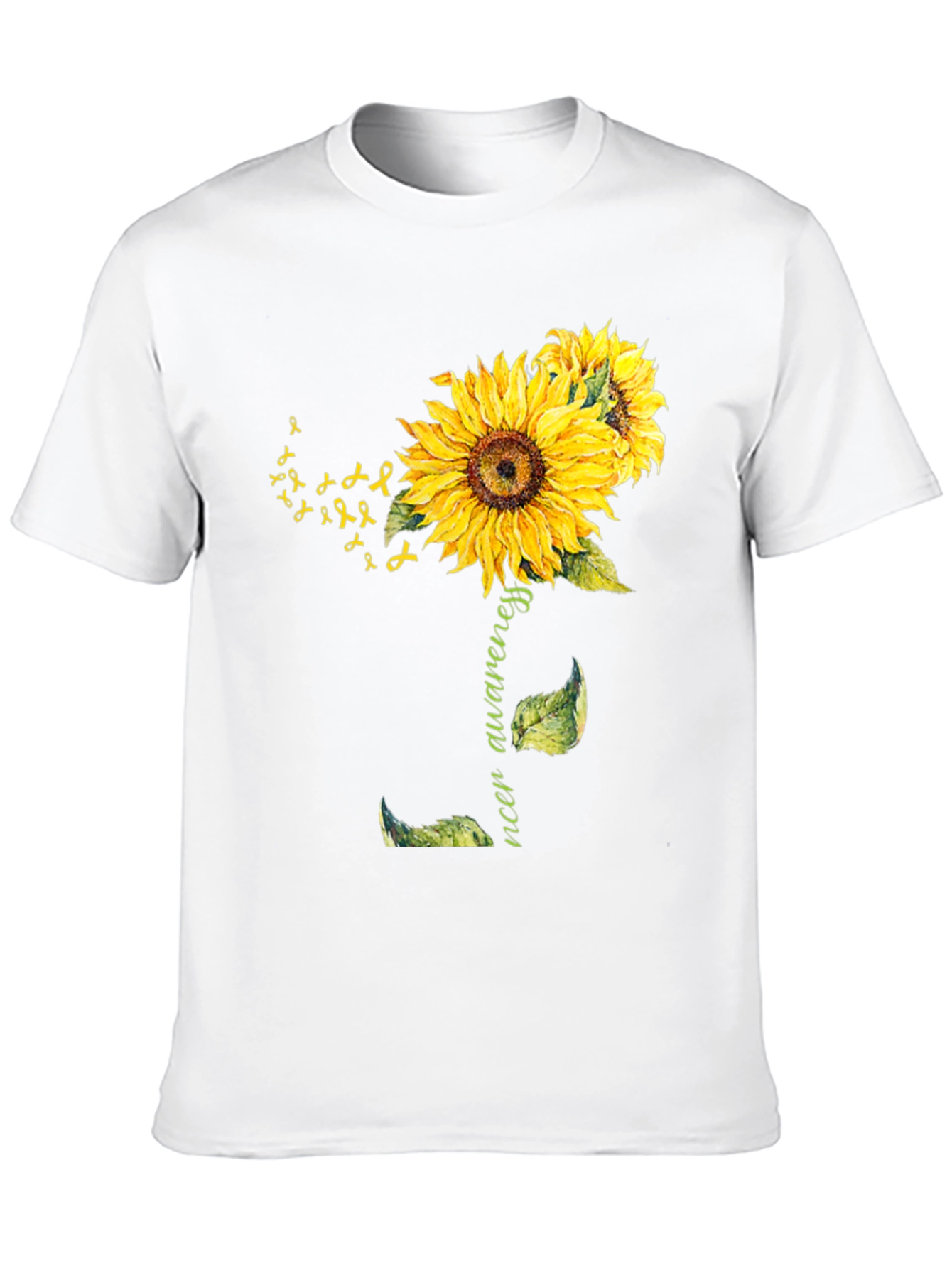 Sunflower Cancer Awareness Black T-Shirt