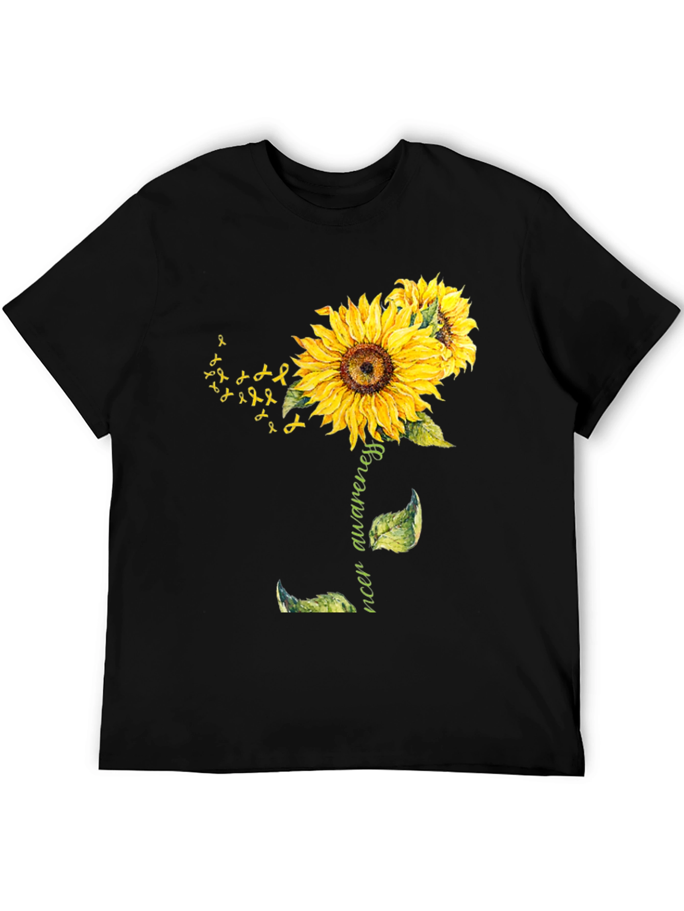 Sunflower Cancer Awareness Black T-Shirt