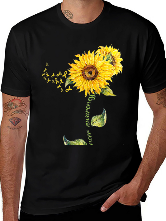 Sunflower Cancer Awareness Black T-Shirt