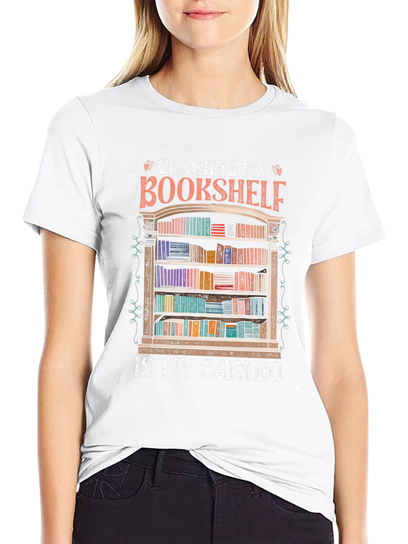 Book Lover T-Shirt: Cleaning Bookshelf Cardio
