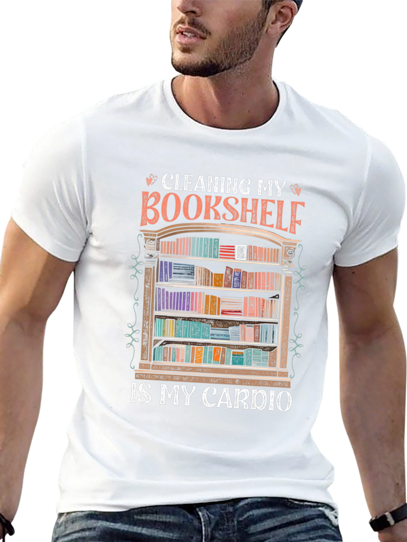 Book Lover T-Shirt: Cleaning Bookshelf Cardio