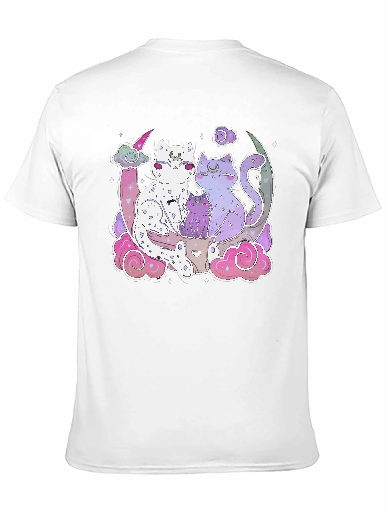 Cute Cats on Moon T-Shirt - Kawaii Style