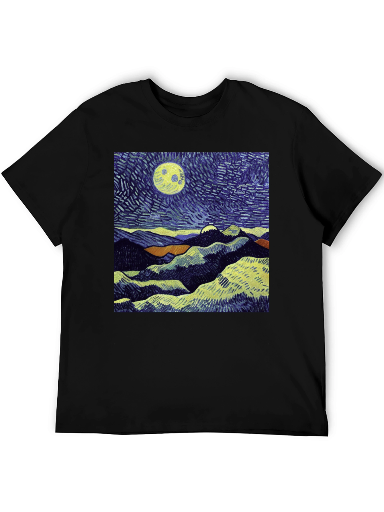 Starry Night Inspired Graphic Tee - Mens Black T-Shirt