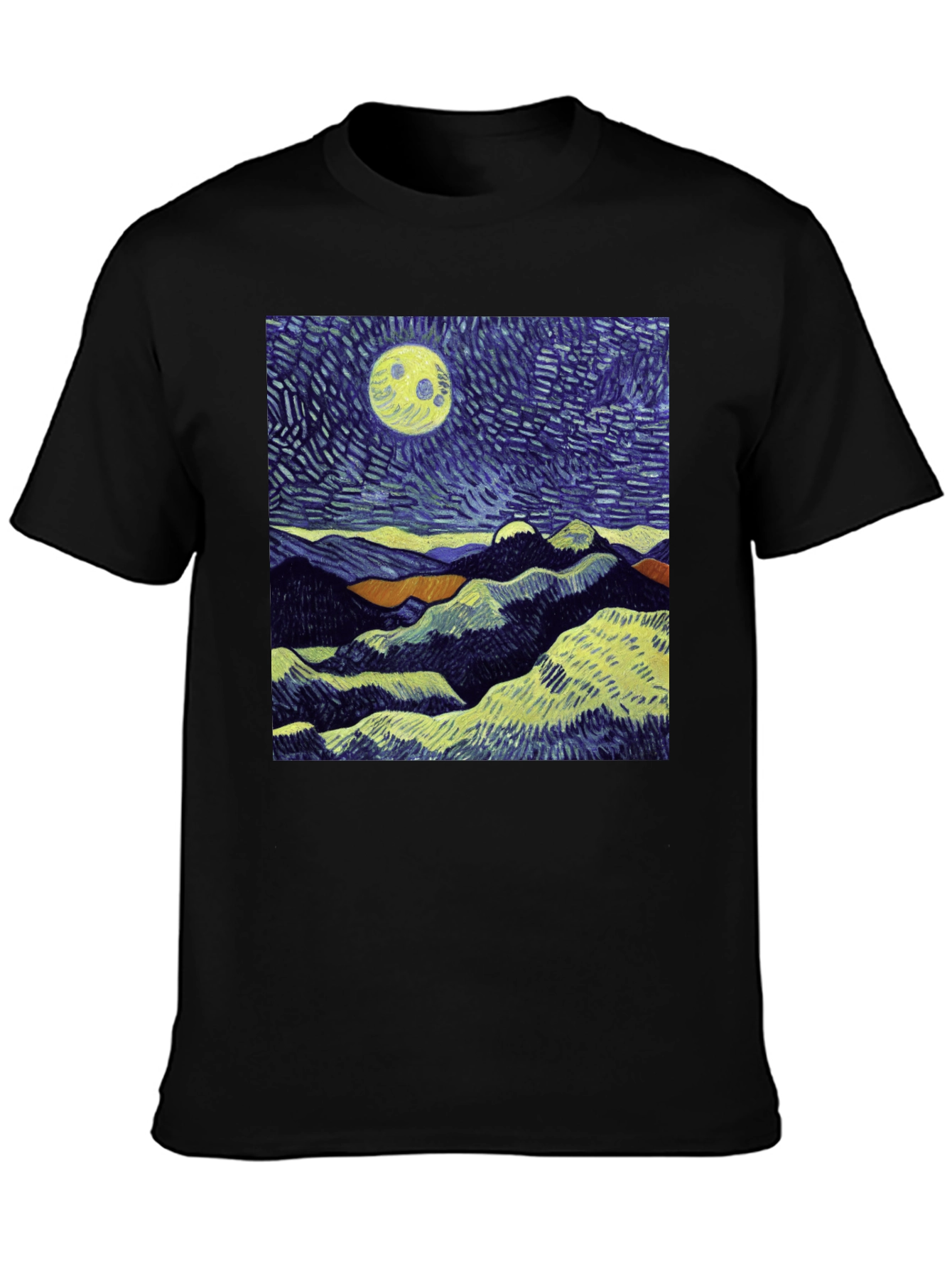 Starry Night Inspired Graphic Tee - Mens Black T-Shirt