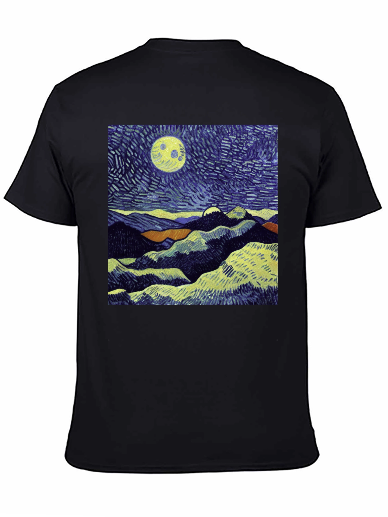Starry Night Inspired Graphic Tee - Mens Black T-Shirt