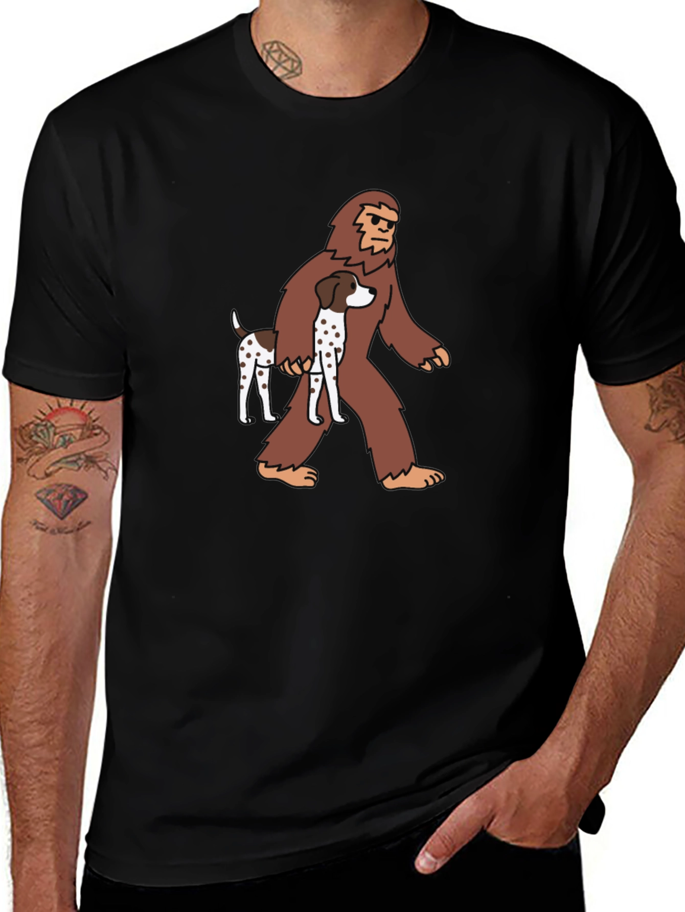 Bigfoot Dog T-Shirt Black Novelty Tee
