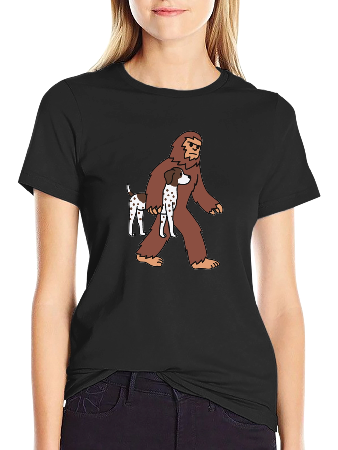 Bigfoot Dog T-Shirt Black Novelty Tee