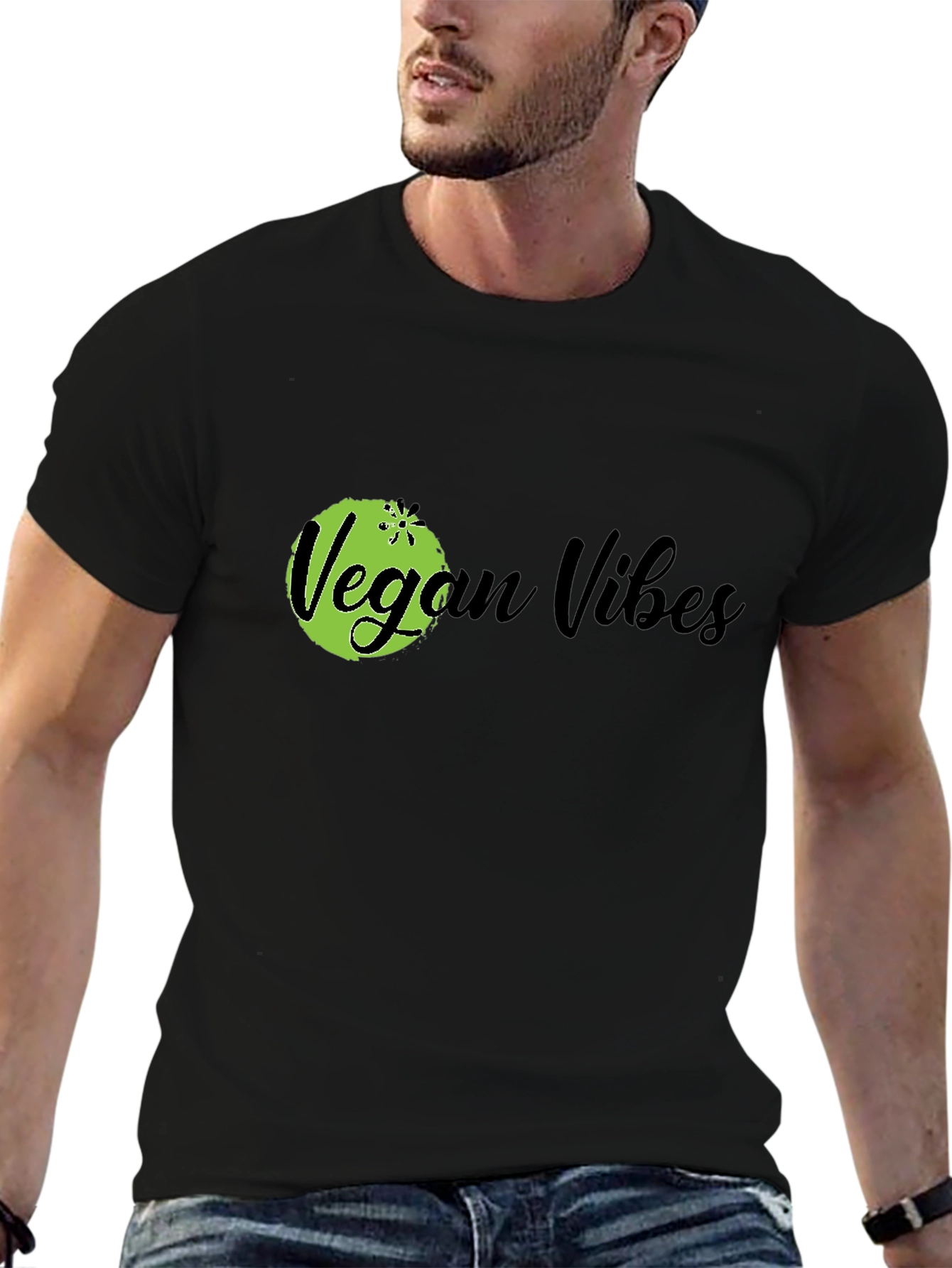 Vegan Vibes Black Graphic T-Shirt