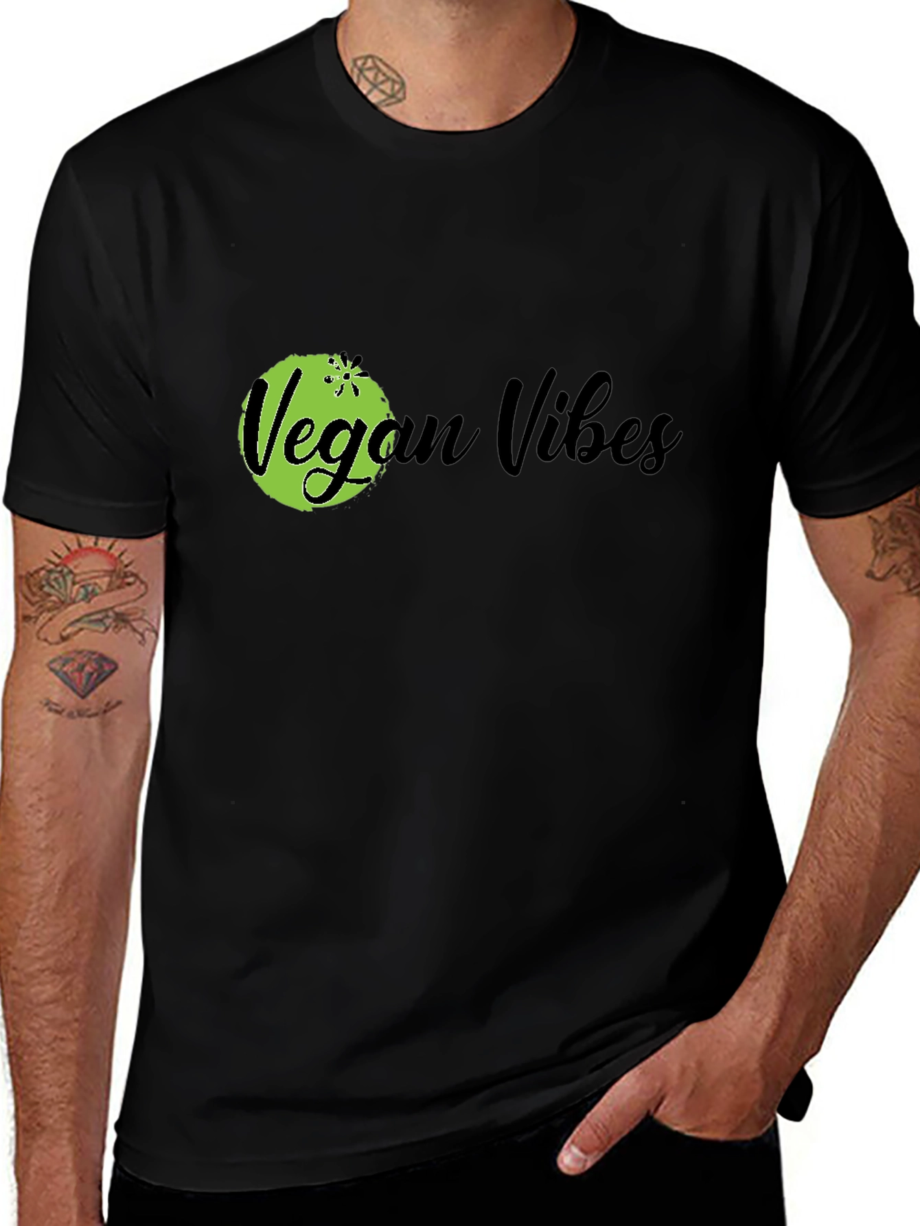Vegan Vibes Black Graphic T-Shirt