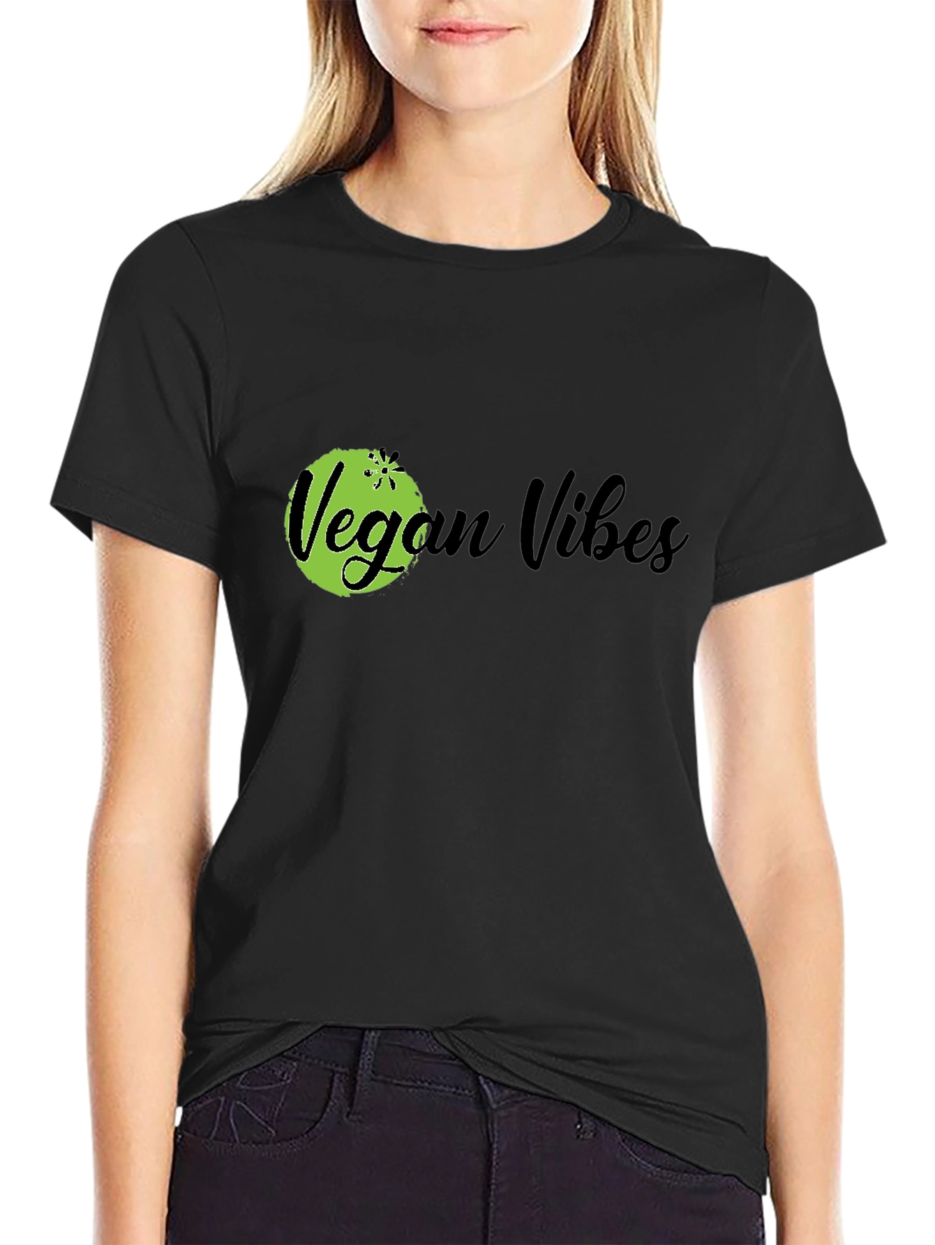 Vegan Vibes Black Graphic T-Shirt
