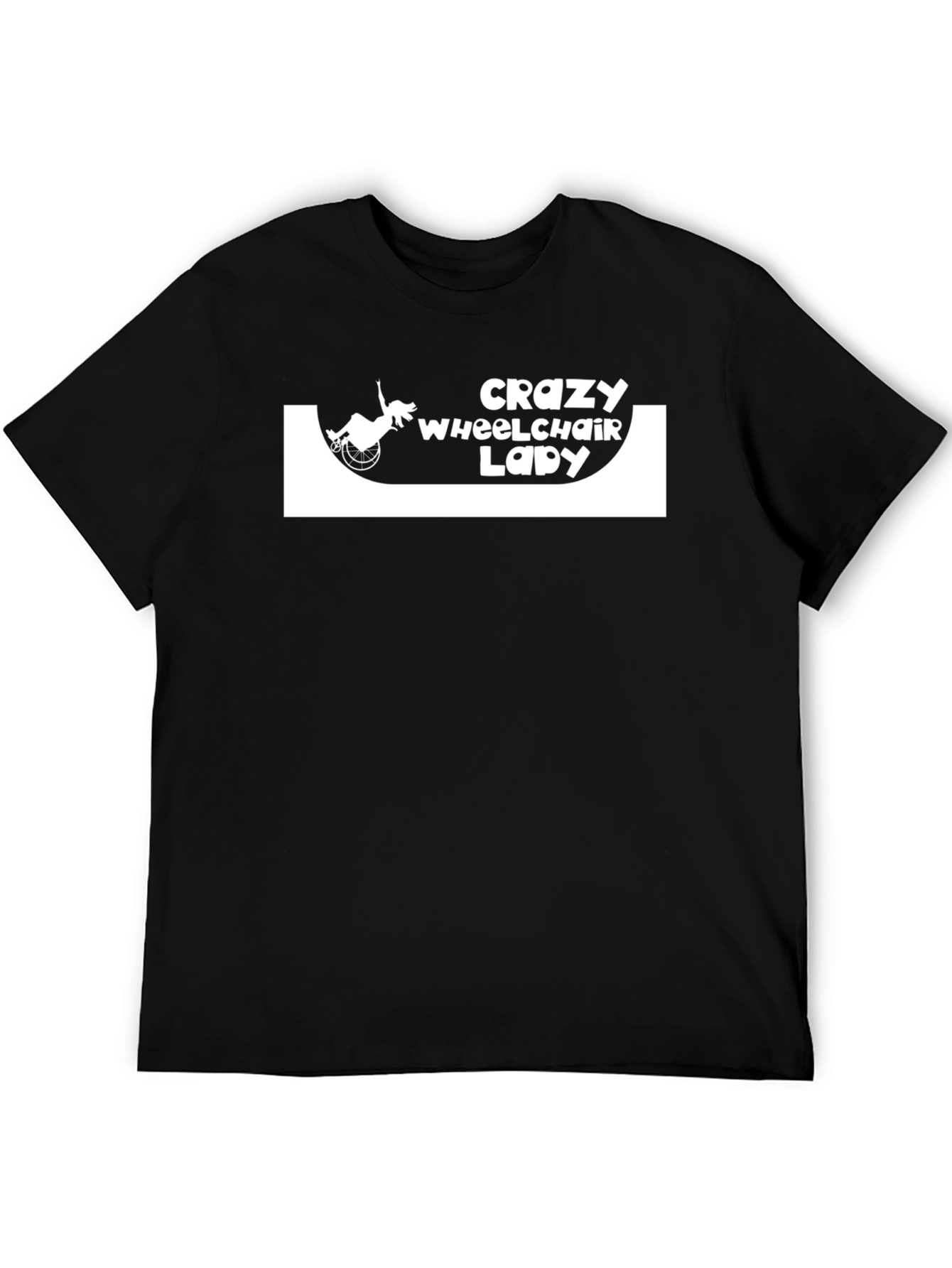 Crazy Wheelchair Lady Black T-Shirt