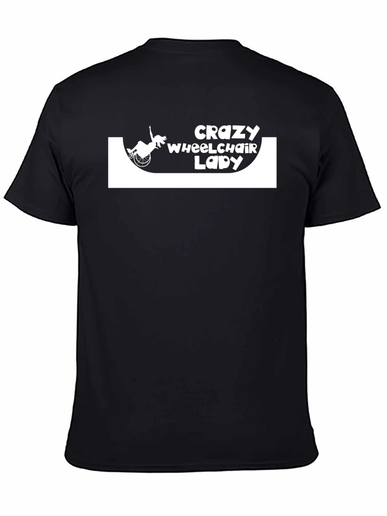 Crazy Wheelchair Lady Black T-Shirt