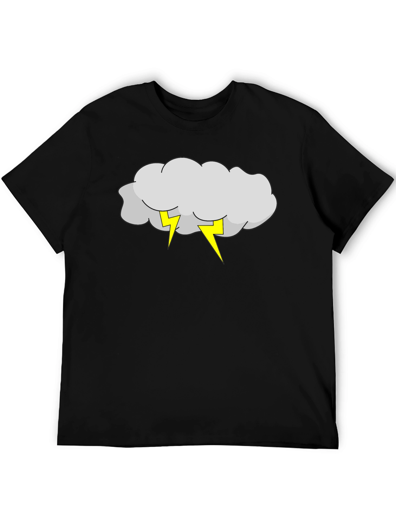 Storm Cloud & Lightning Bolt Black T-Shirt