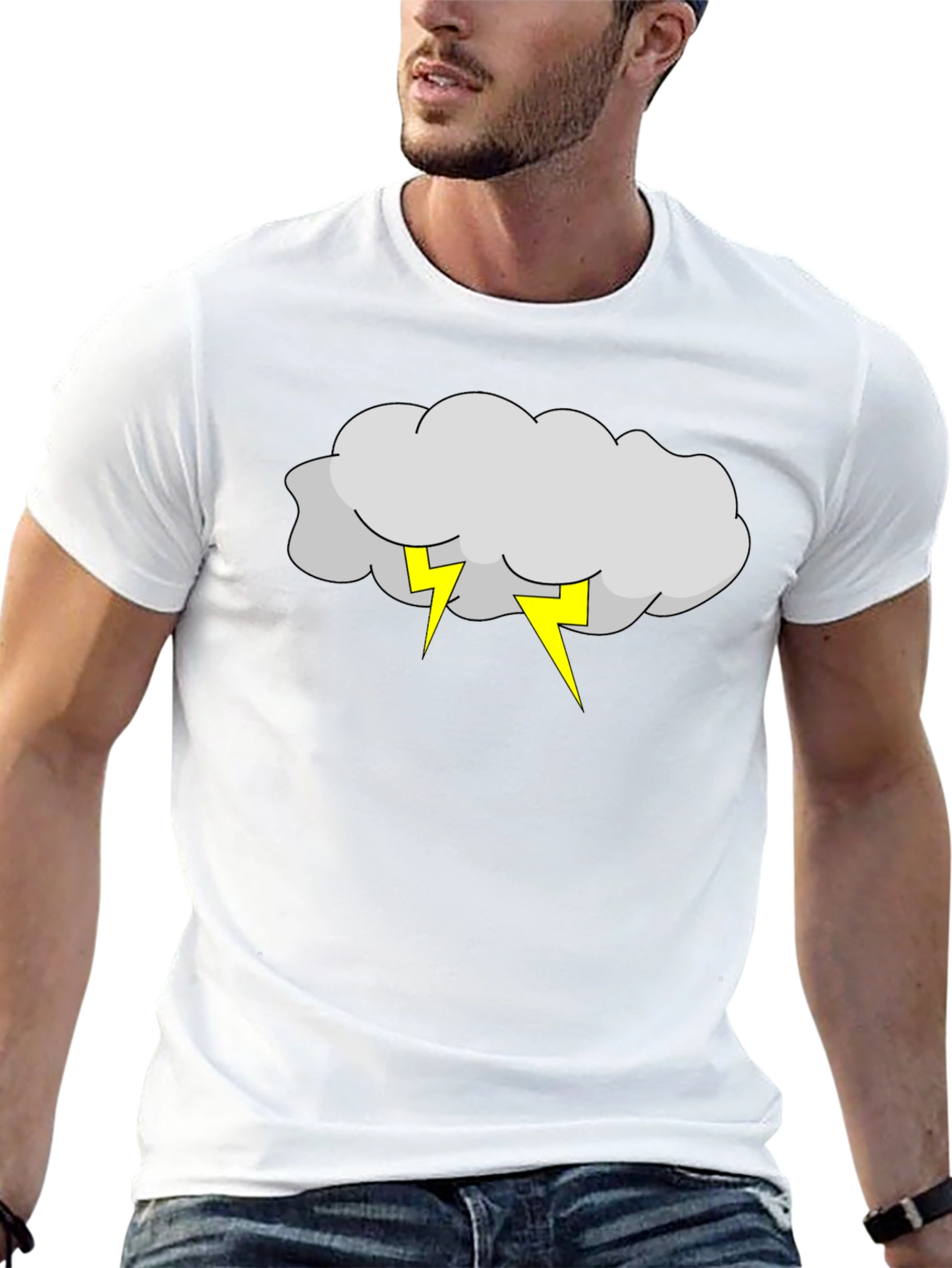 Storm Cloud & Lightning Bolt Black T-Shirt
