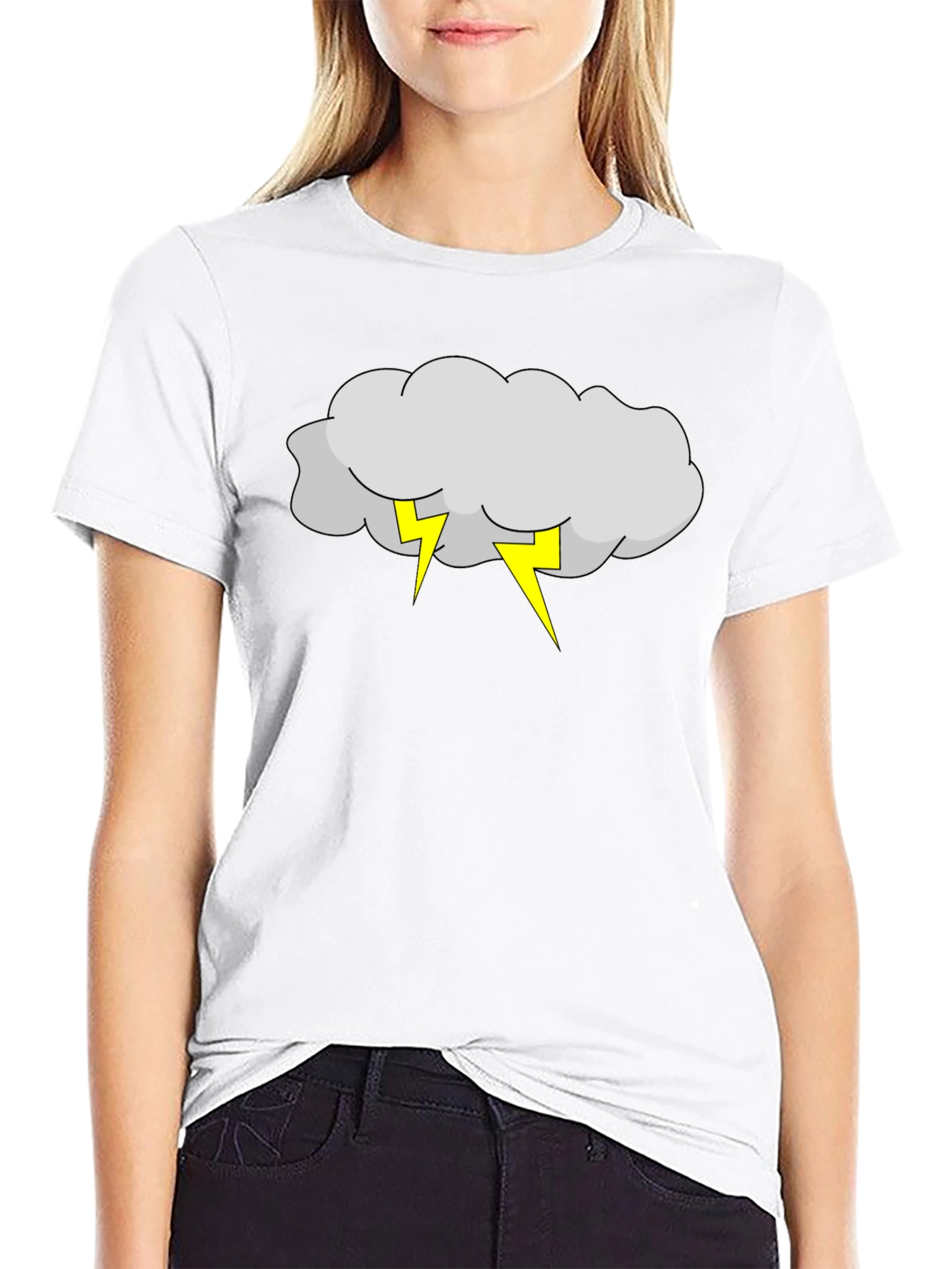 Storm Cloud & Lightning Bolt Black T-Shirt