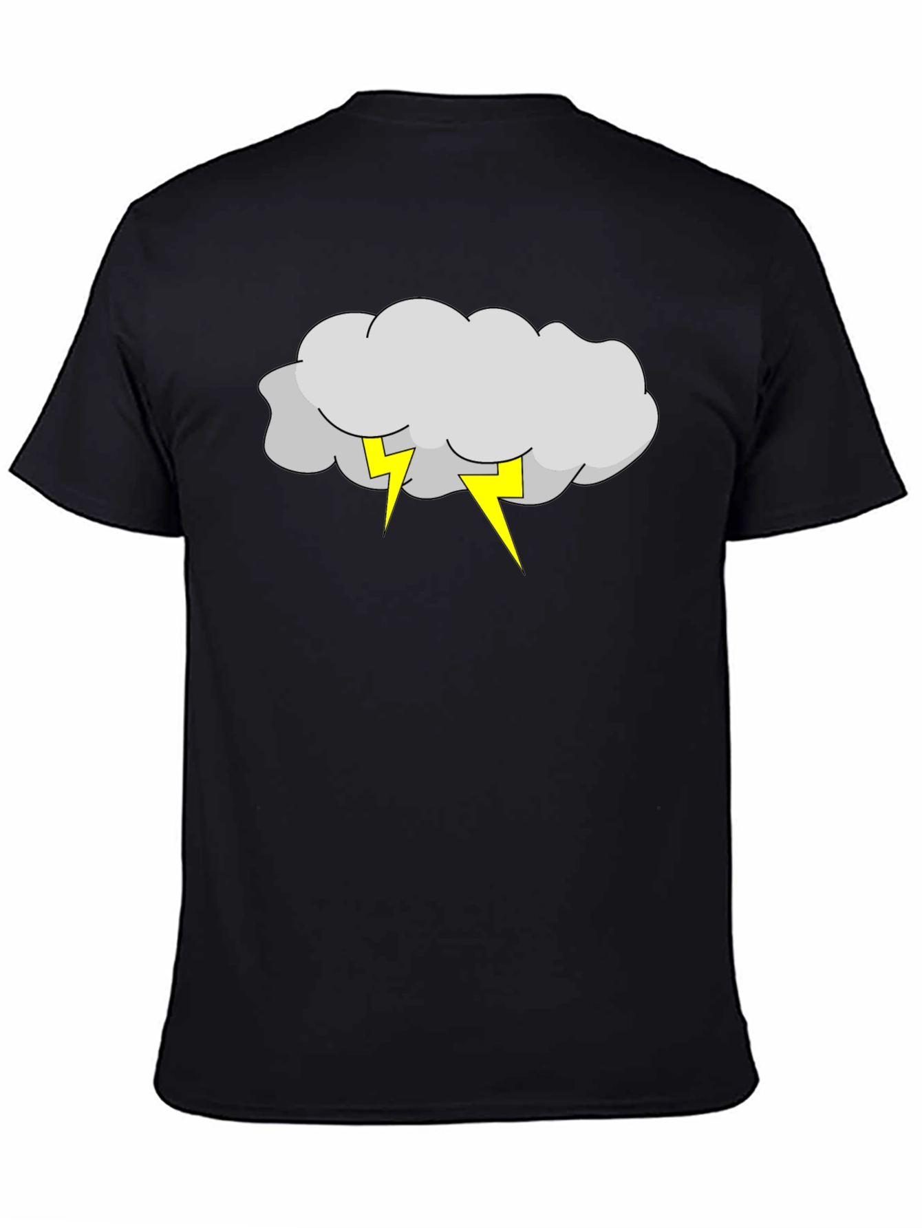 Storm Cloud & Lightning Bolt Black T-Shirt
