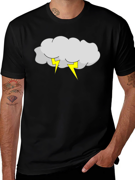 Storm Cloud & Lightning Bolt Black T-Shirt