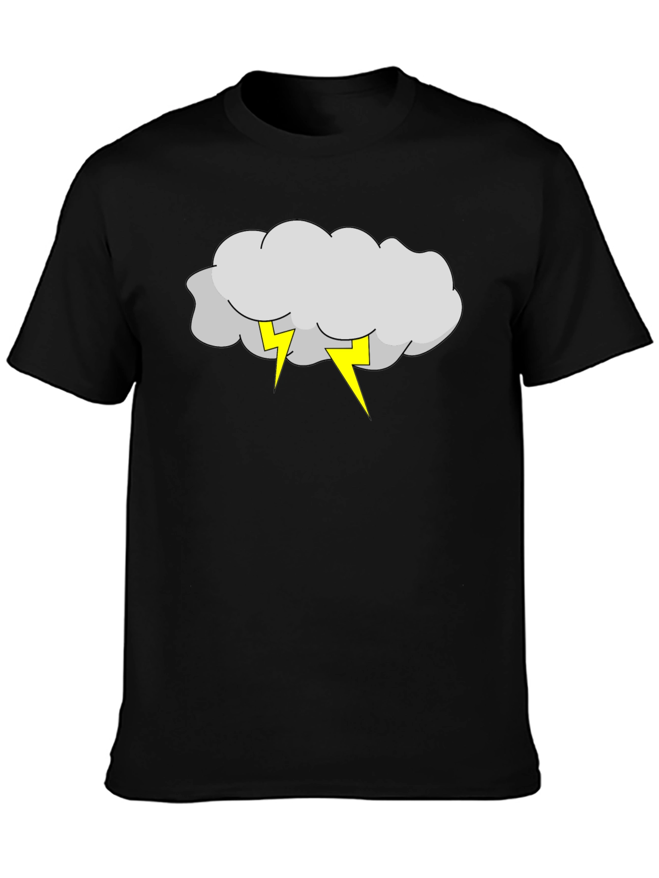 Storm Cloud & Lightning Bolt Black T-Shirt