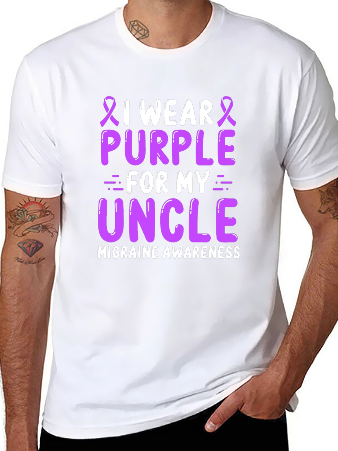 Purple Migraine Awareness Uncle T-Shirt