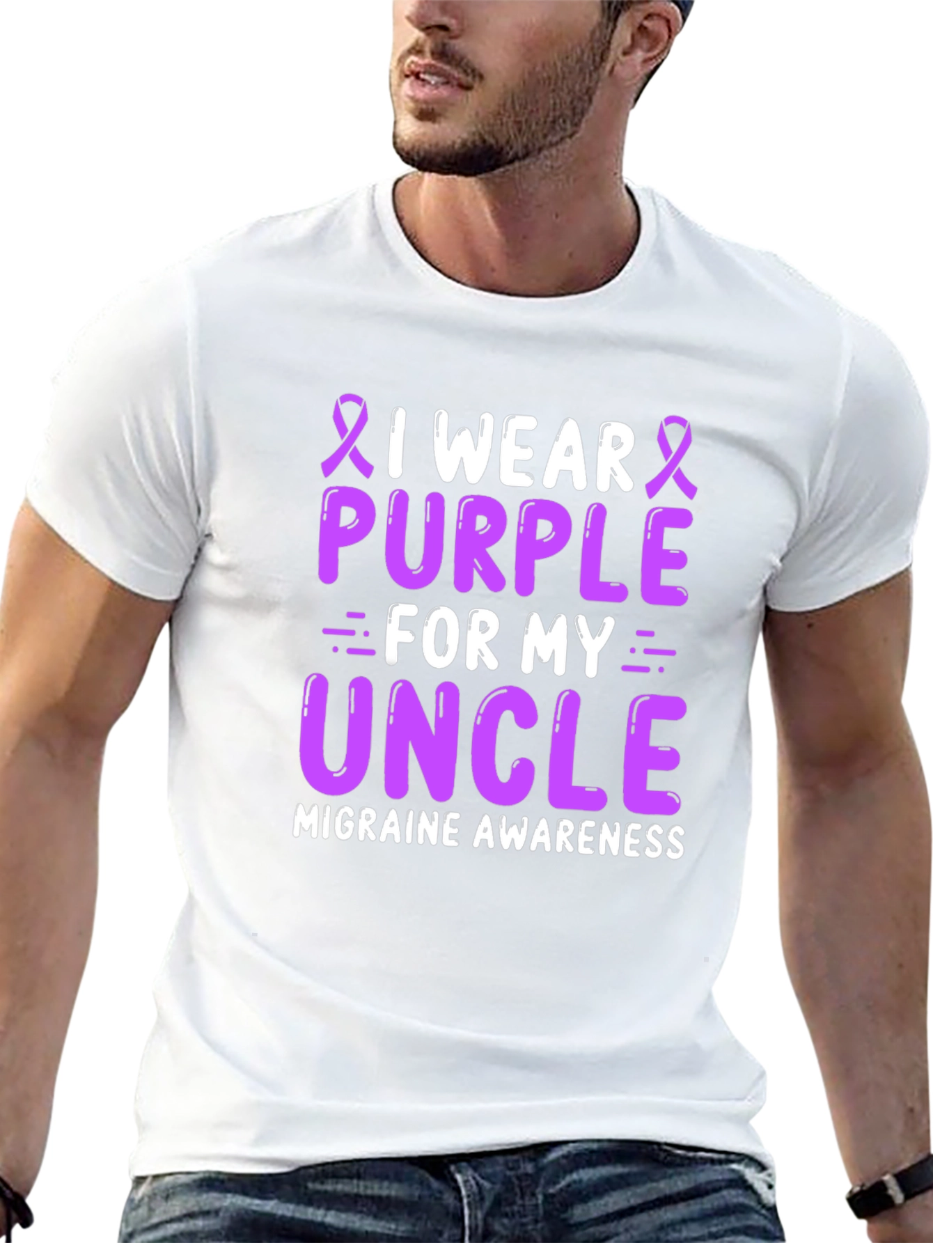 Purple Migraine Awareness Uncle T-Shirt