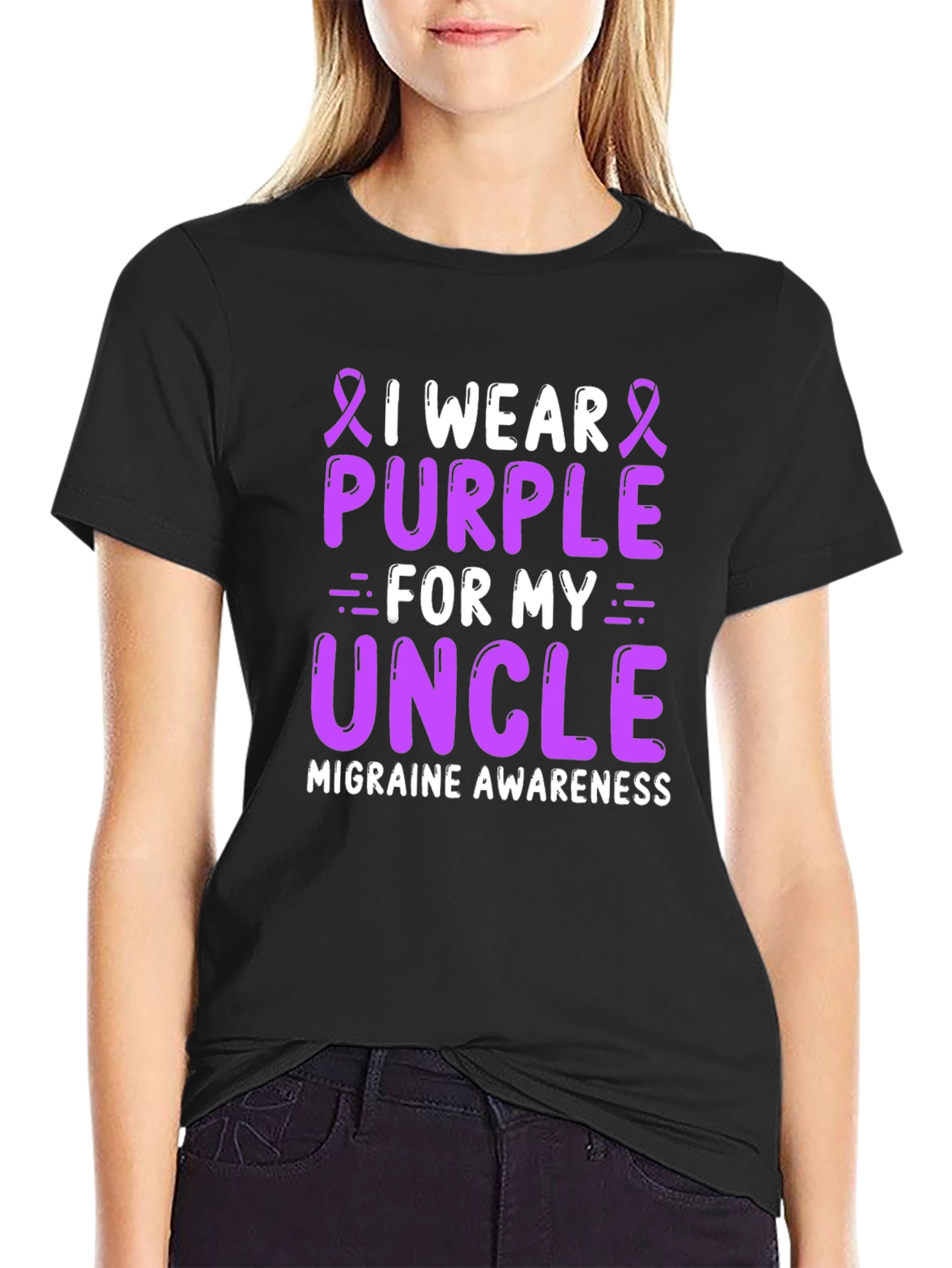 Purple Migraine Awareness Uncle T-Shirt