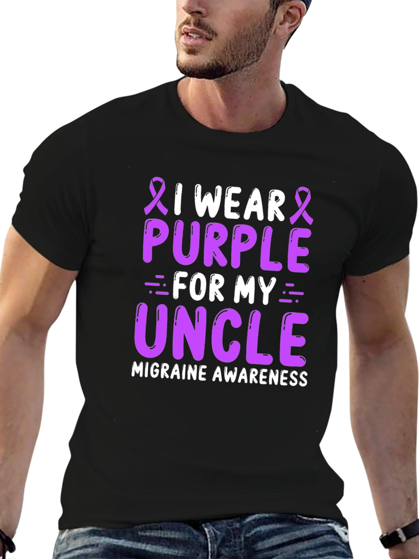Purple Migraine Awareness Uncle T-Shirt