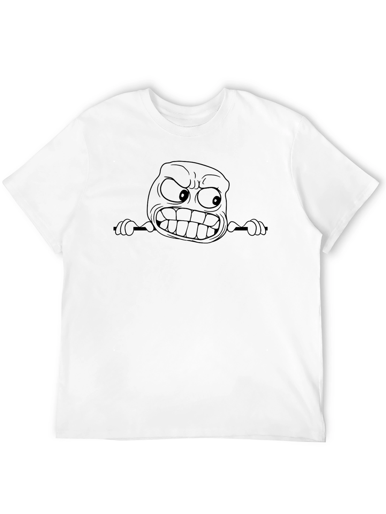 Angry Cartoon Face Black T-Shirt