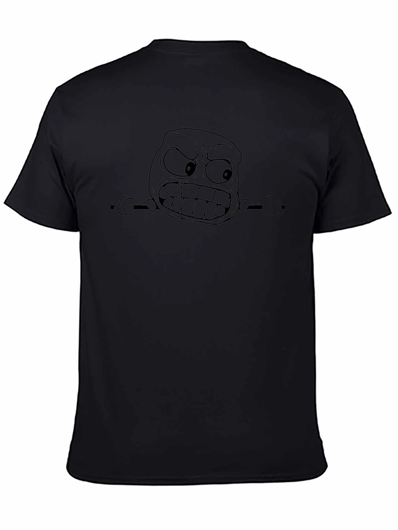 Angry Cartoon Face Black T-Shirt