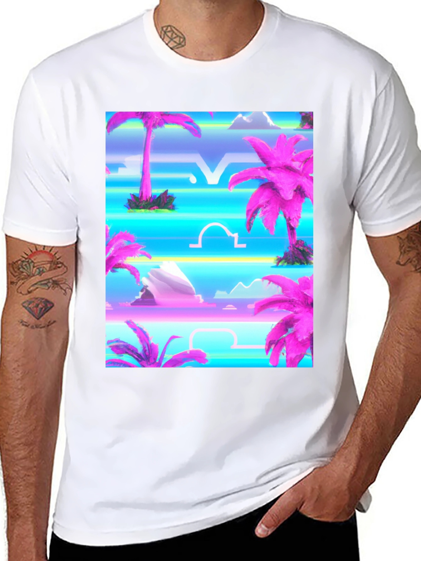 Vaporwave Palm Tree Graphic T-Shirt