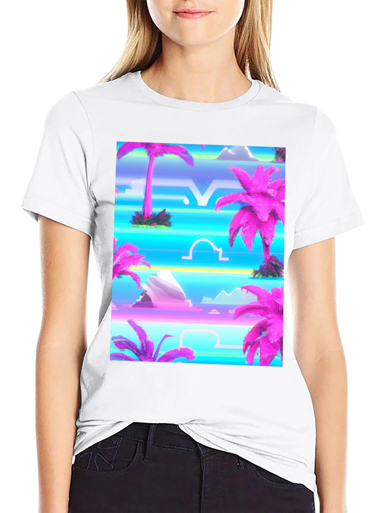 Vaporwave Palm Tree Graphic T-Shirt