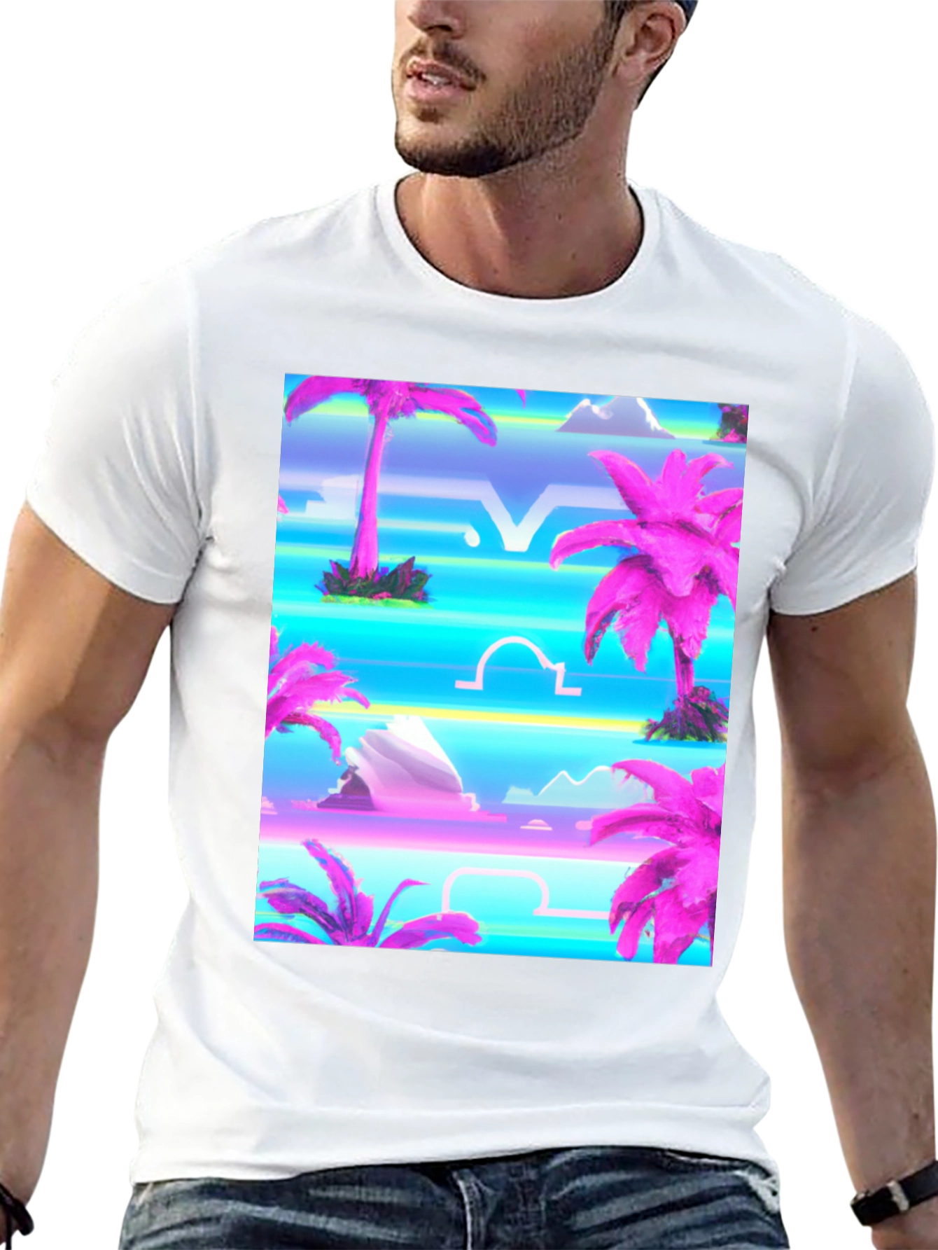Vaporwave Palm Tree Graphic T-Shirt