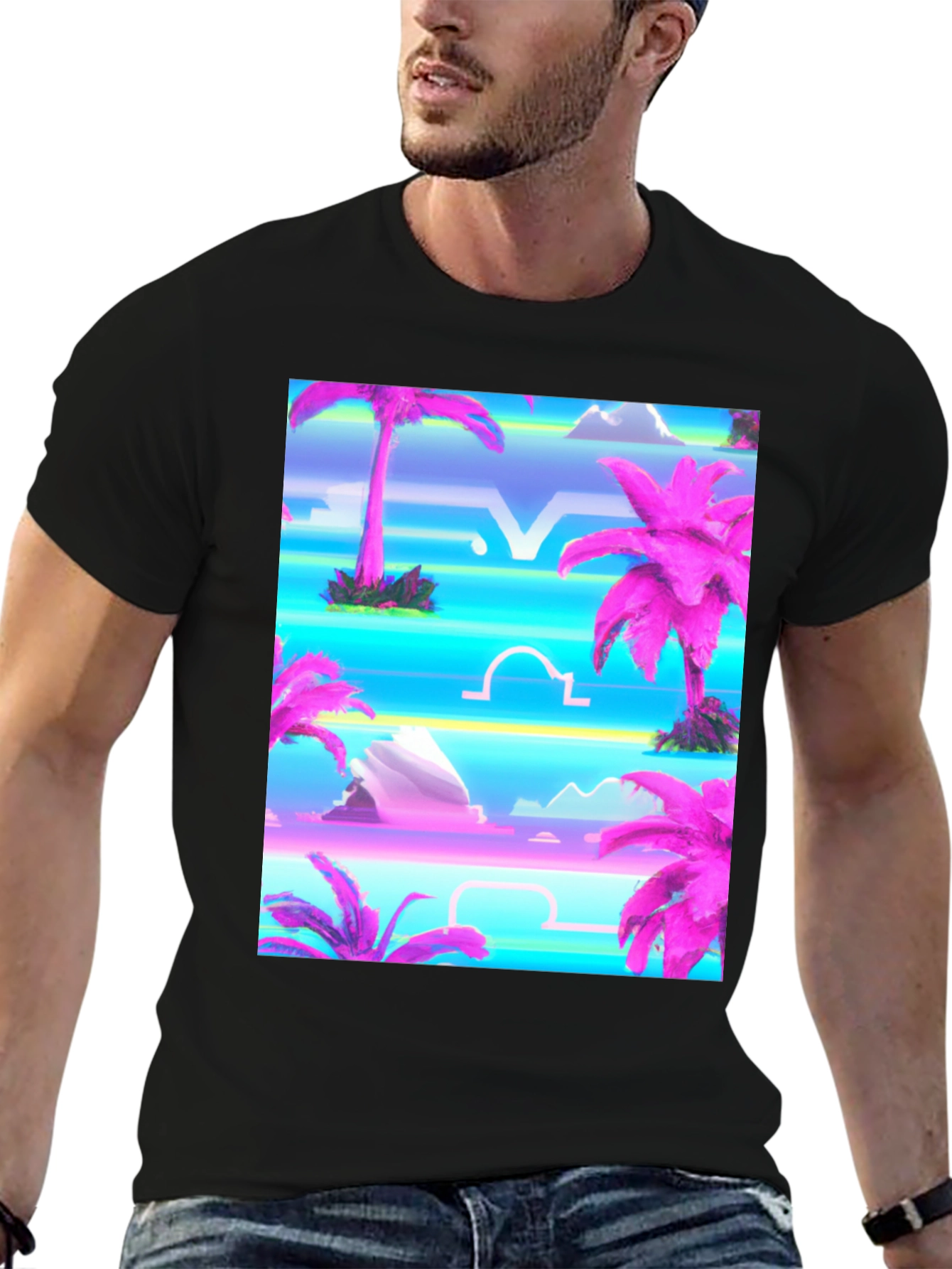 Vaporwave Palm Tree Graphic T-Shirt