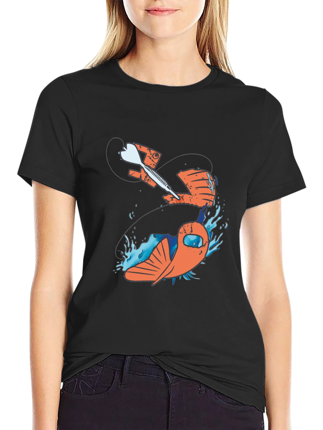 Dart Through Fish Graphic T-Shirt