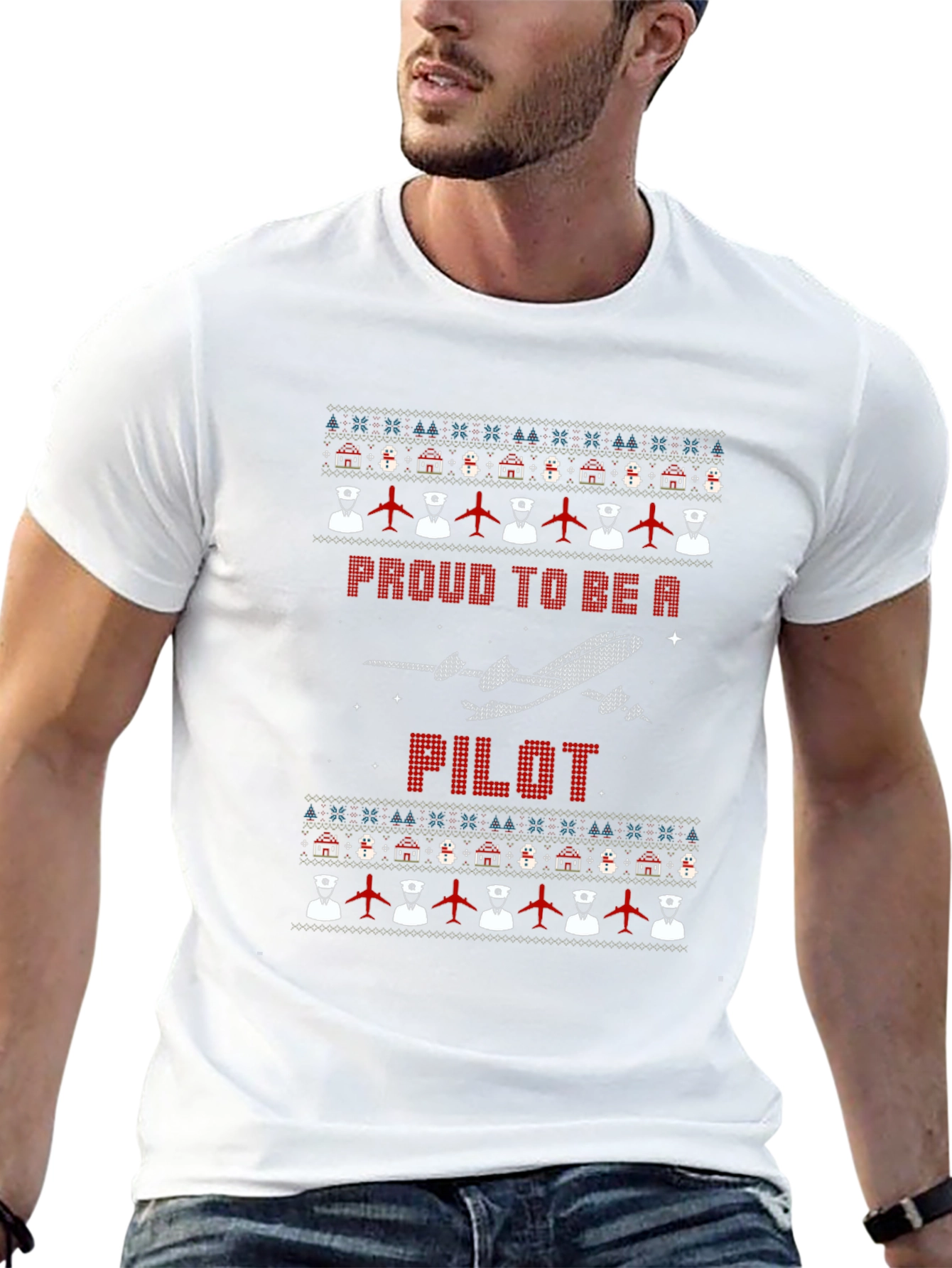 Proud Pilot Ugly Christmas Sweater T-Shirt