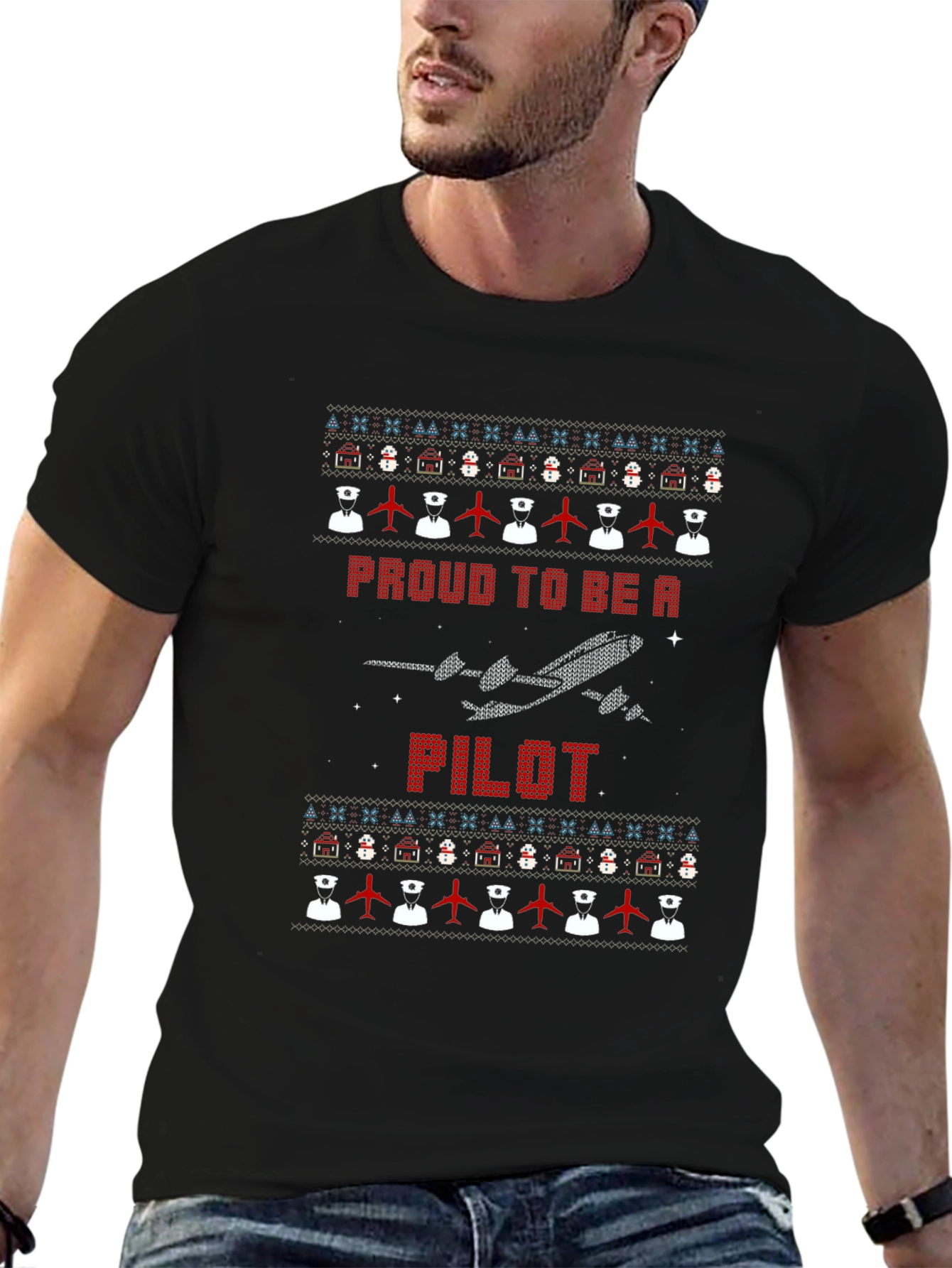 Proud Pilot Ugly Christmas Sweater T-Shirt