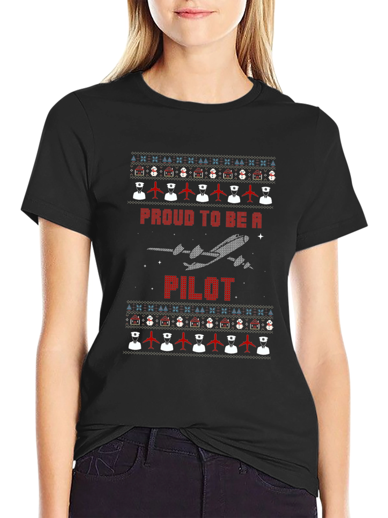 Proud Pilot Ugly Christmas Sweater T-Shirt