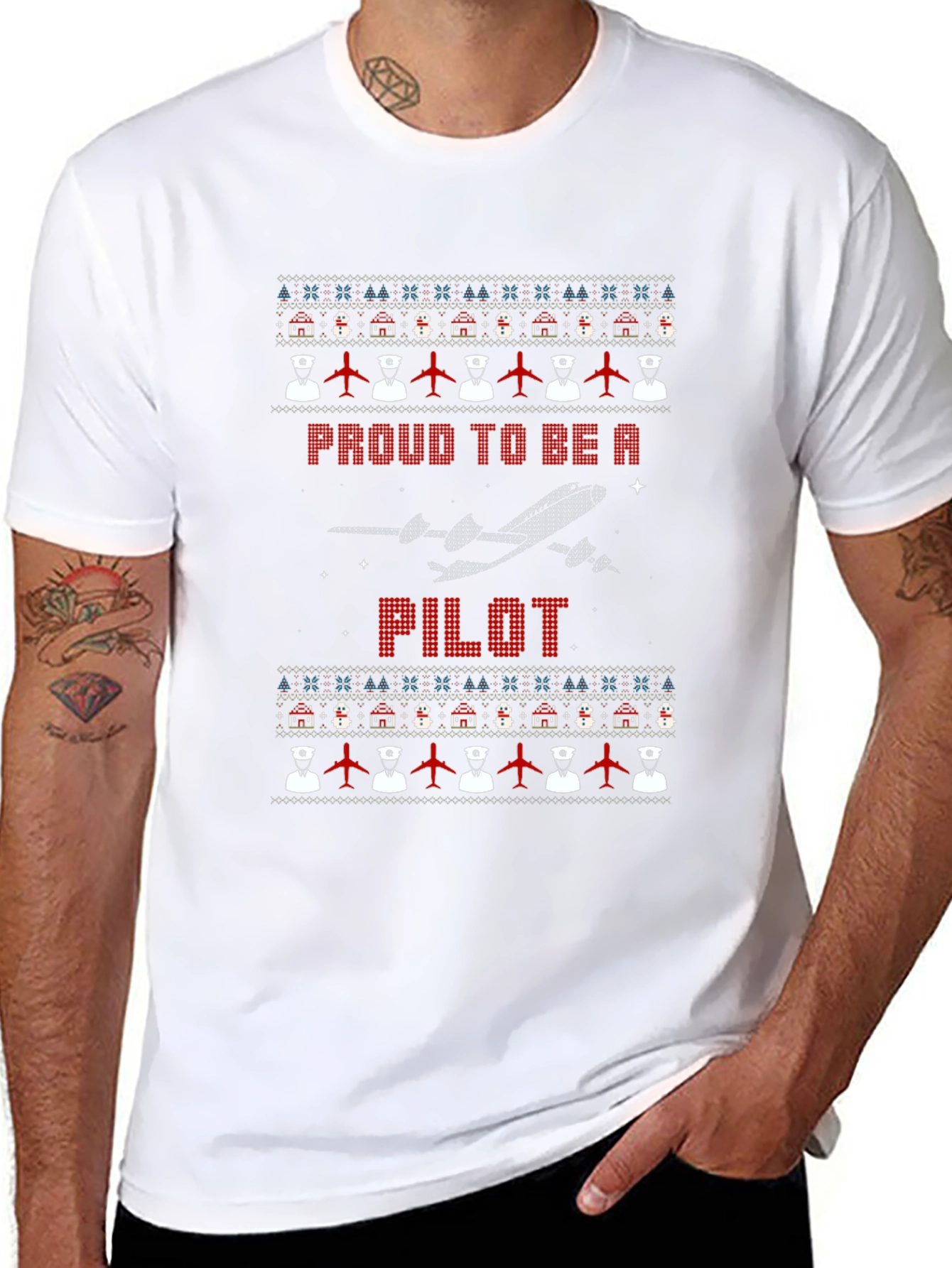 Proud Pilot Ugly Christmas Sweater T-Shirt