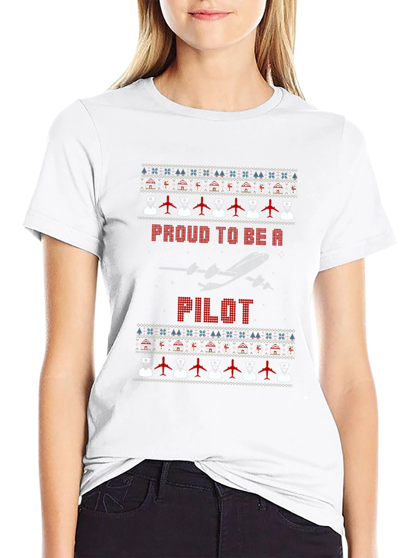 Proud Pilot Ugly Christmas Sweater T-Shirt
