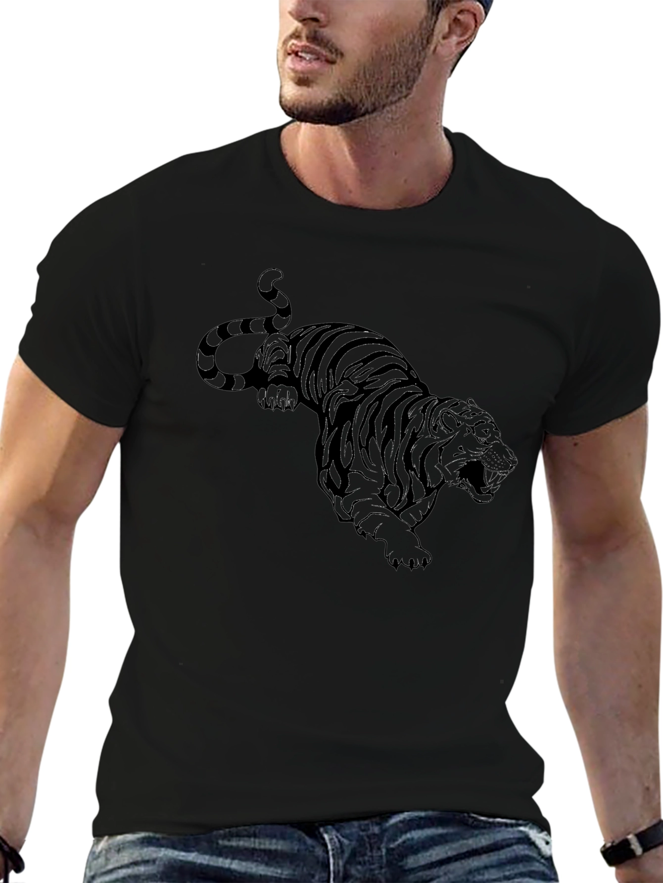 Black Tiger Graphic Tee - Mens Fashion