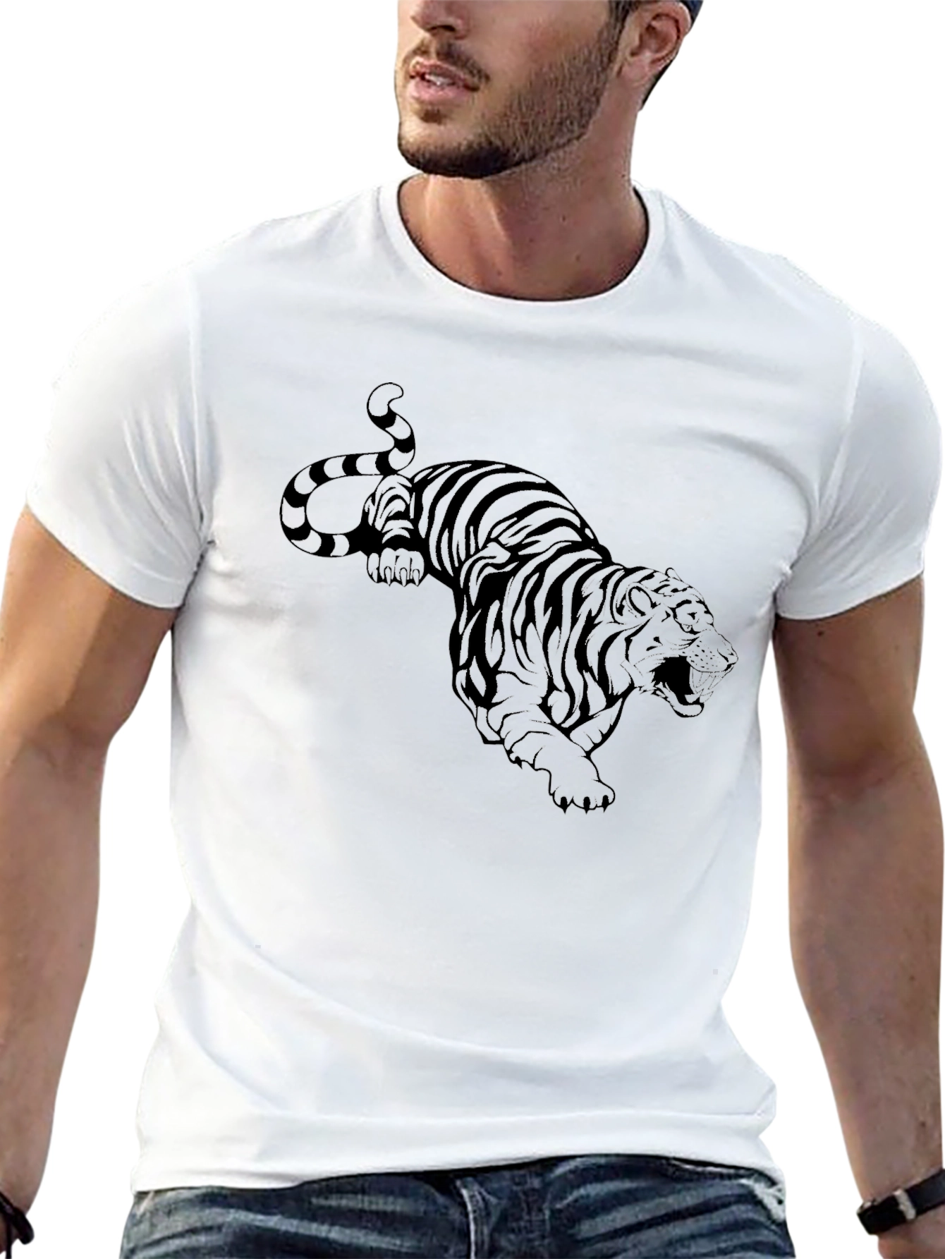 Black Tiger Graphic Tee - Mens Fashion