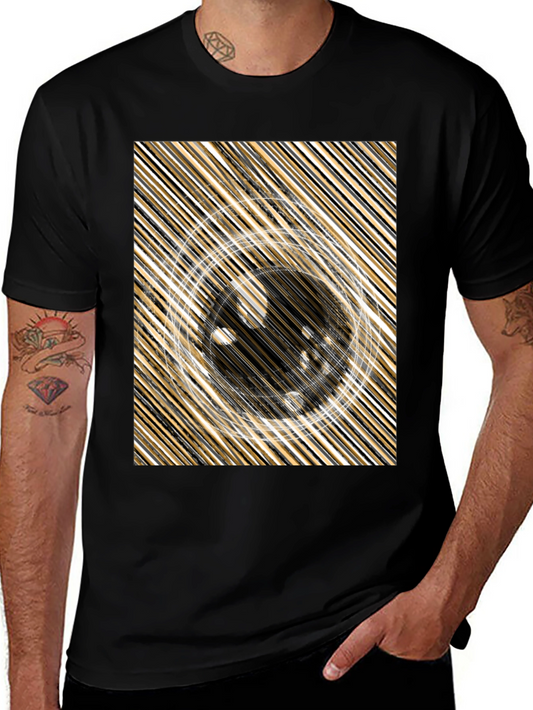 Abstract Design Black Crew Neck Tee