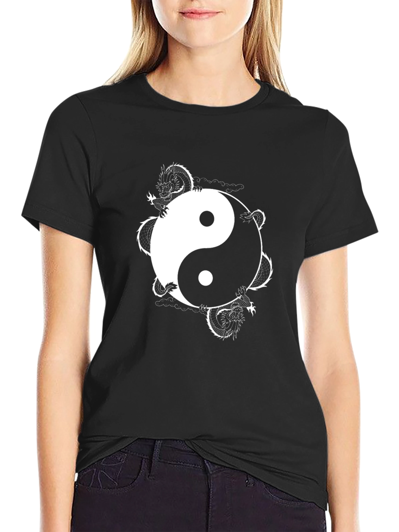 Yin Yang Dragon Graphic Tee - Balance and Style
