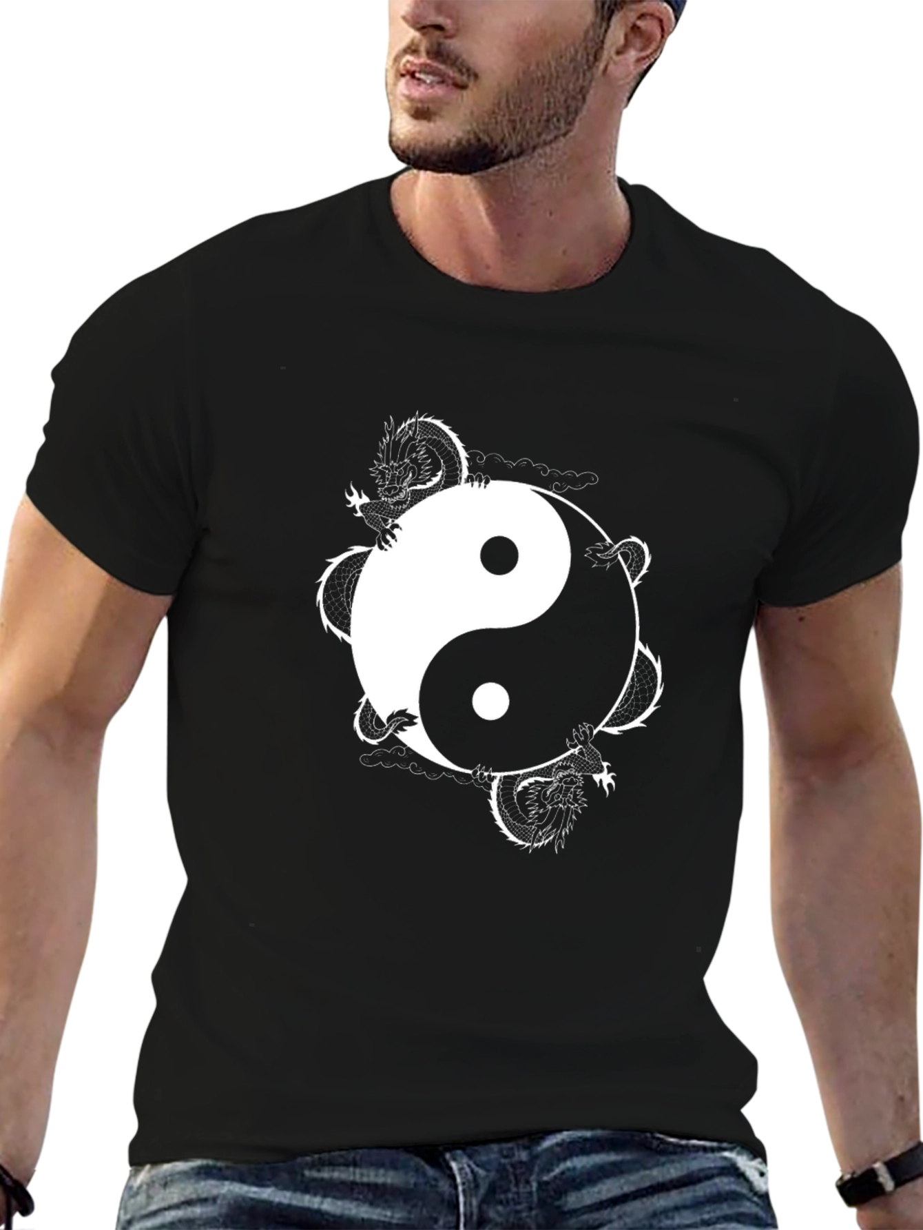Yin Yang Dragon Graphic Tee - Balance and Style